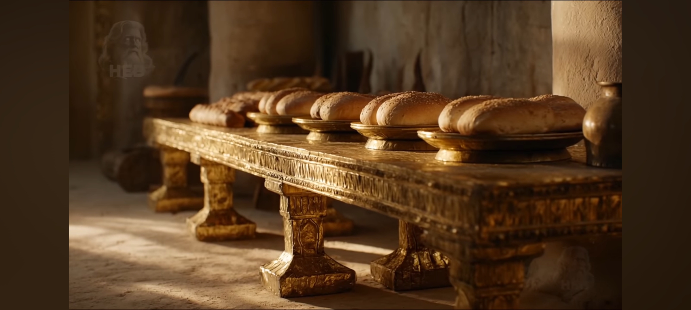 Imagen de la Mesa de los Panes de la Proposición con los panes